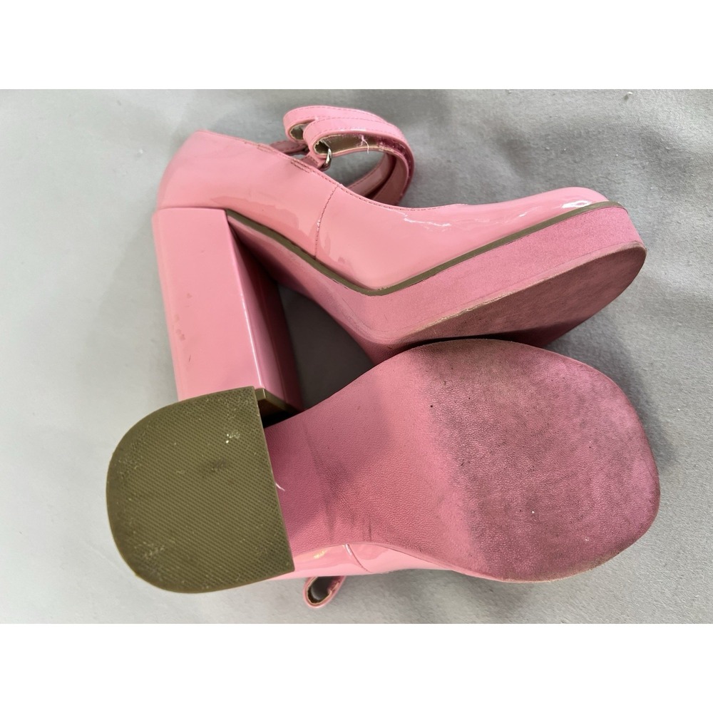 STEVE MADDEN Platform Twice Patent Babydoll Mary Jane Chunky Square Heel Sz 6.5 - Picture 8 of 15